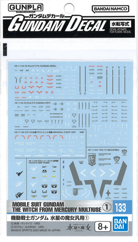 Bandai Water Decal : No.133 Mobile Suit Gundam The Witch From Mercury Multiuse 1
