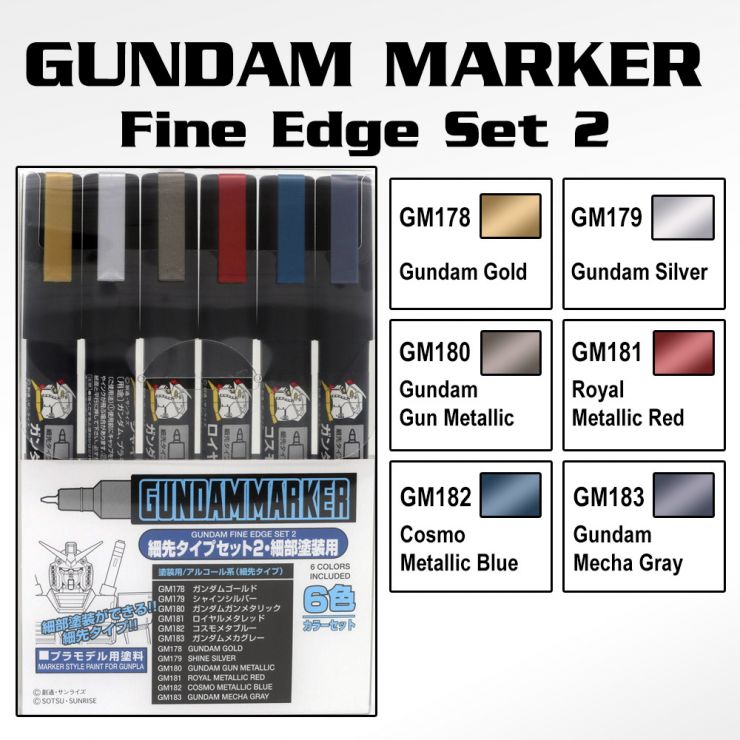 GSI CREOS : GMS-126 Gundam Marker Fine Edge Set 2 (Set Of 6)