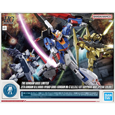 Universal Century: HG-1/144 The Gundam Base Limited Zeta Gundam [U.C.0088]/Hyaku-Shhiki/Gundam Mk-II [A.E.U.G.] Set [Gryphios War Special color]