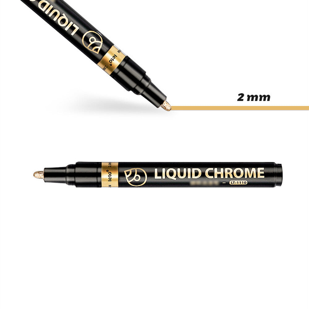 Leto : LT-1110 Liquid Chrome High Gloss Chromium Marker 2mm - Champagne Gold